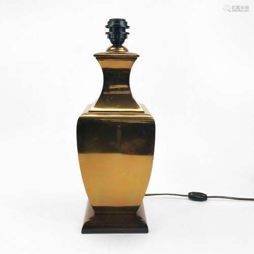 Lampe balustre moderniste à section carrée Cuivre, H 40 cm