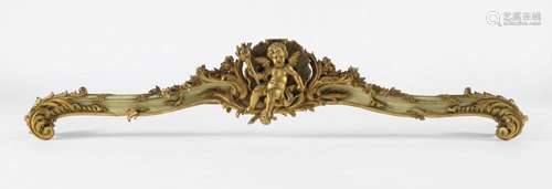 Dessus de porte rococo, circa 1900 Bois sculpté, stuqué et d...