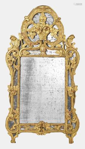 Miroir à parecloses d'époque Louis XV Bois sculpté et do...