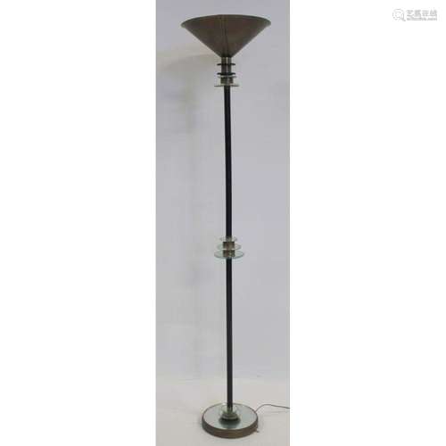 Art Deco Chrome & Mirrored Torchiere Lamp.