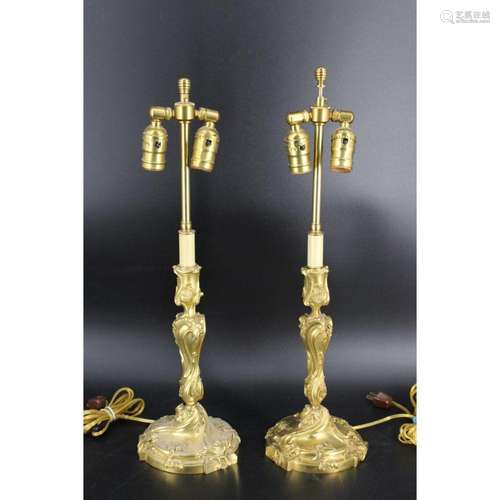 Antique Pair Of Louis XV Style Bronze Candlesticks