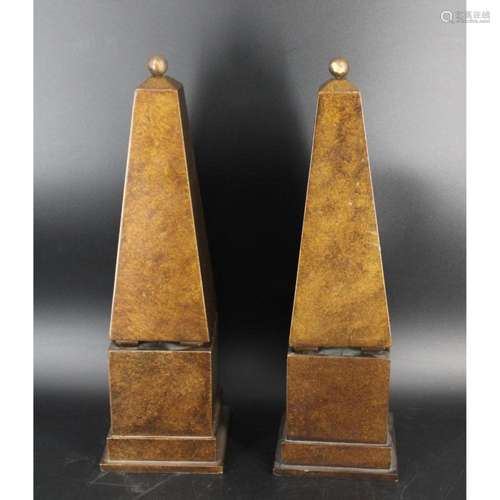 An Antique Pair Of Wood Obelisks.