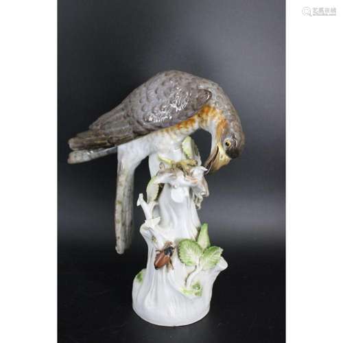 Meissen Porcelain Hawk Eating a Mouse.