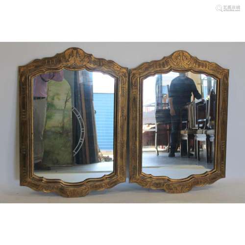 A Vintage Pair Of Gilt And Etched Mirrors.