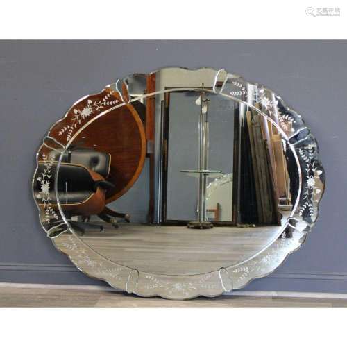Vintage And Large Venetian style Oval Mirror