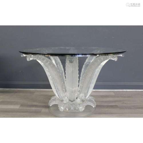 Lalique, France Clear Crystal Cactus Round Table.