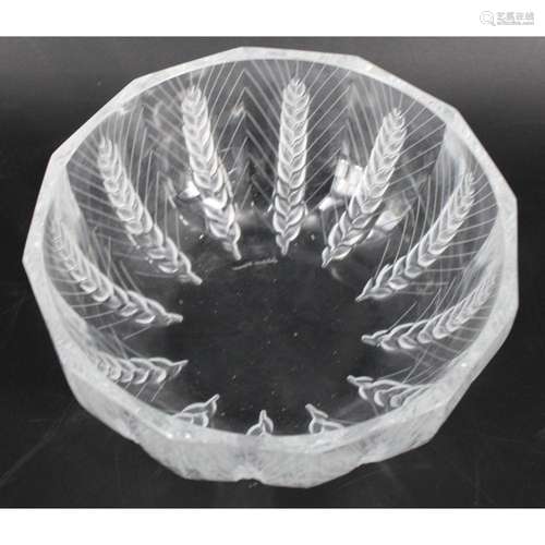 Lalique France "Ceres" Wheat Sheaf Glass Bowl.