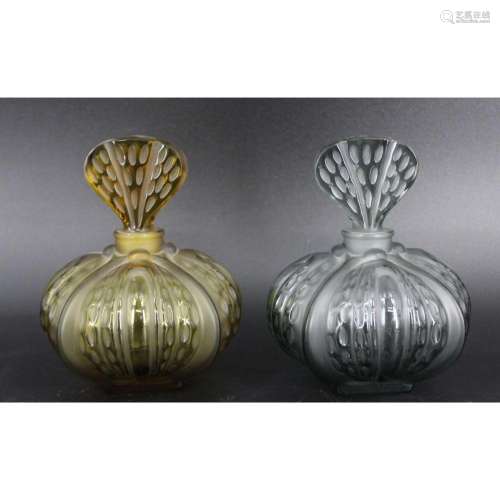 2 Lalique France Glass Perfume Bottles In Colors