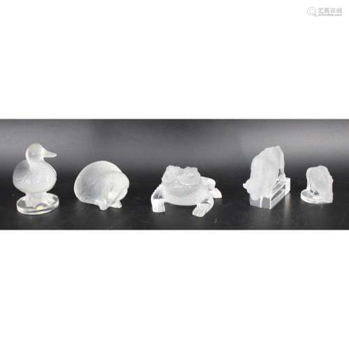 5 Lalique France Glass Animals.