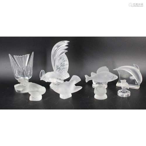 8 Lalique France Glass Animals & Cabinet Items.