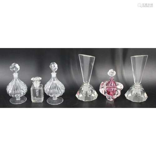 Lot Of 5 Glass Perfumes Inc 3 Signed Baccarat