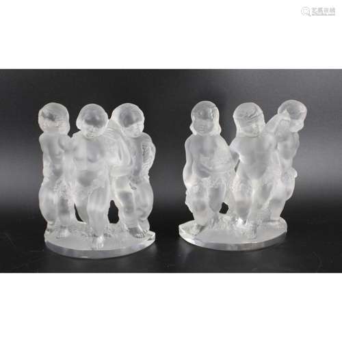 2 Lalique France "Luxembourg" Glass Cherub