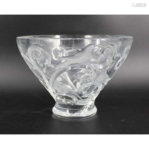 Lalique France Glass "Verone" Bowl With Birds.