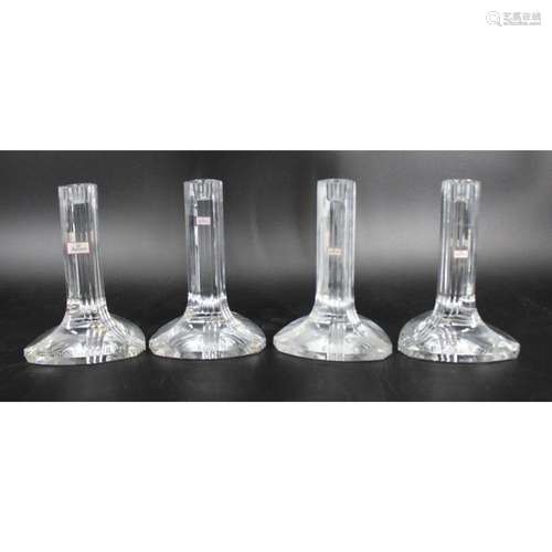 2 Pairs Of Baccarat Glass Candlesticks.