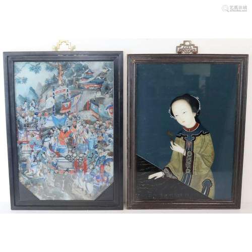 (2) Chinese Reverse Paintings on Glass.