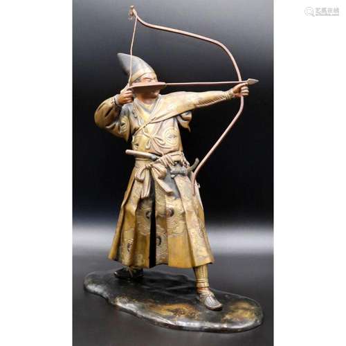 Signed Japanese Mixed Metal Samuari Warrior.