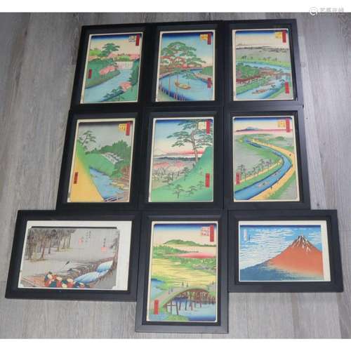 Collection of (9) Japanese Prints Inc. Hiroshige.