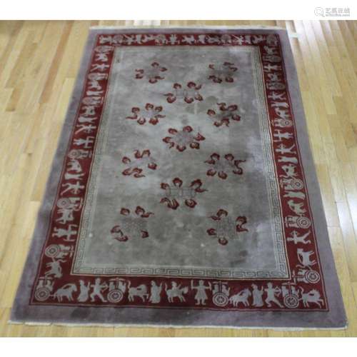 Vintage And Finely Hand Woven Chinese Carpet.