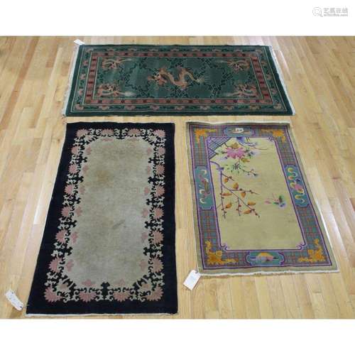 Lot Of 3 Art Deco Chinese Area Carpets.