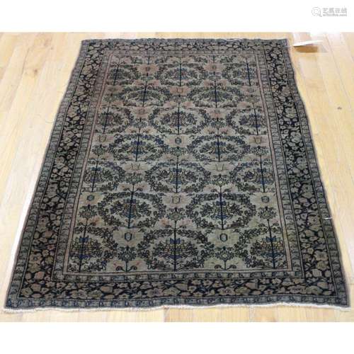 Antique And Finely Hand Woven Sarouk Area Carpet.