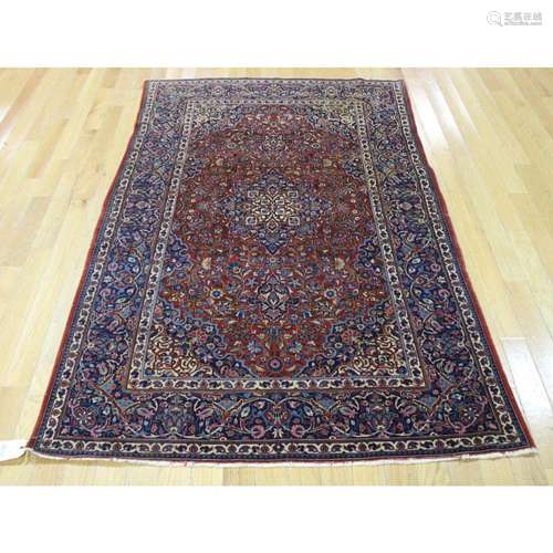 Antique And Finely Hand Woven Kashan Carpet.