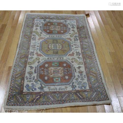 Vintage And Finely Hand Woven Area Carpet.