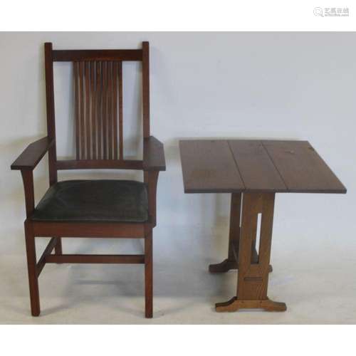 Stickley Audi Chair & Dropleaf Table.