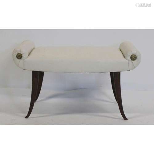 Midcentury Parzinger Style Upholstered Bench.