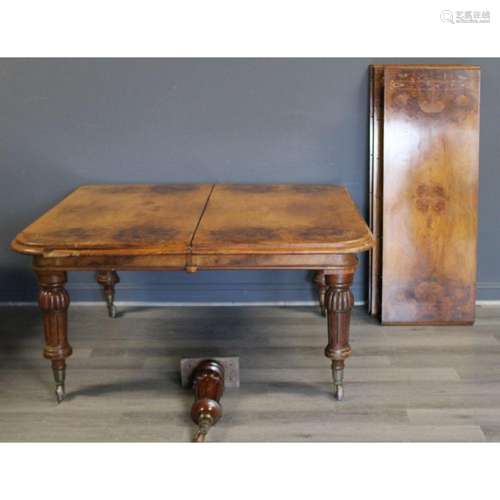 Signed English Walnut Table With Crank Mechanism.