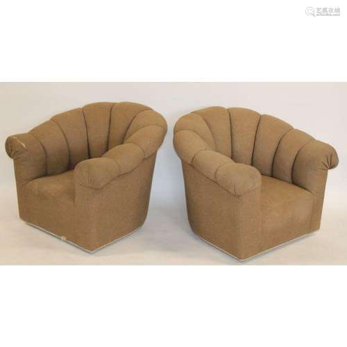 Attr To Karl Springer Pair Of Swivel Upholstered