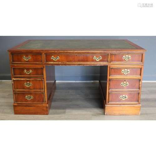 Vintage 3 Piece Leathertop Partners Desk