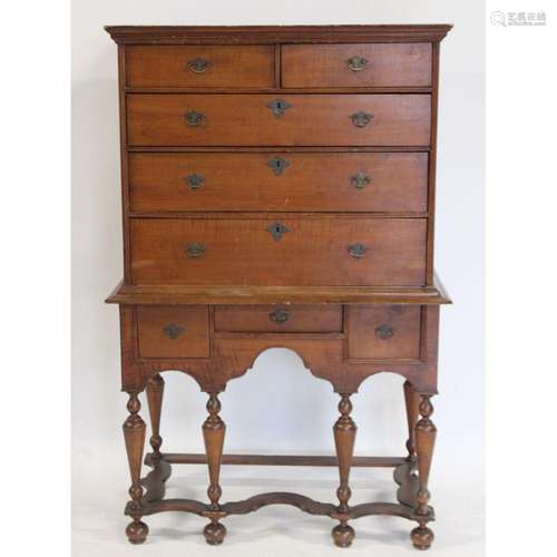 18th Century William & Mary Maple Highboy On Stand