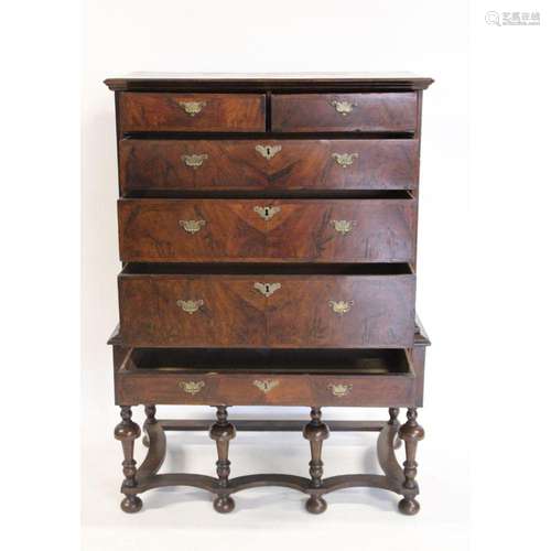 18th Century Georgian Burl Walnut Chest On Stand