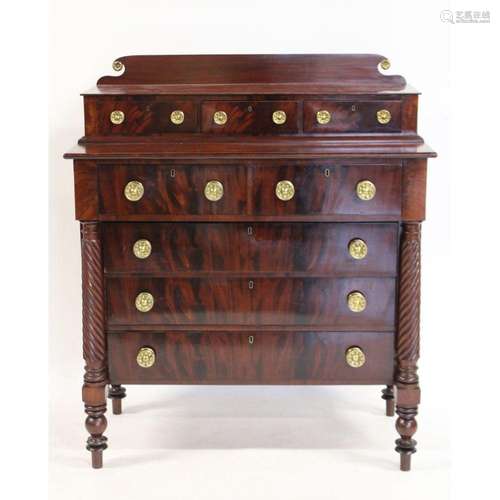 American Empire Mahogany Dresser With Backsplash