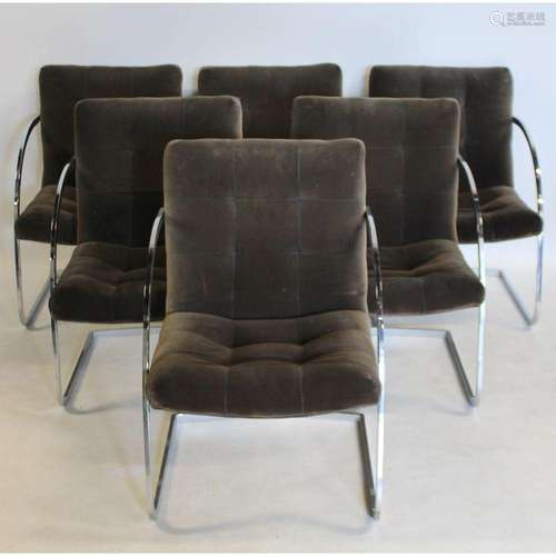 6 Midcentury Upholstered Chrome Chairs.