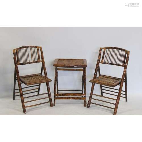 A Vintage Pair Of Bamboo Campaign Style Chairs &