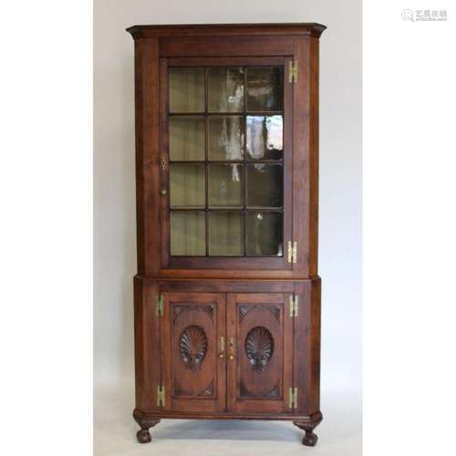 Antique Carved 2 Piece Corner Cabinet.