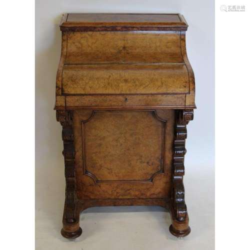 A Victorian Piano Top Walnut Davenport Desk.