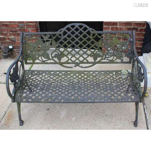 Vintage Patinated Metal Bench.