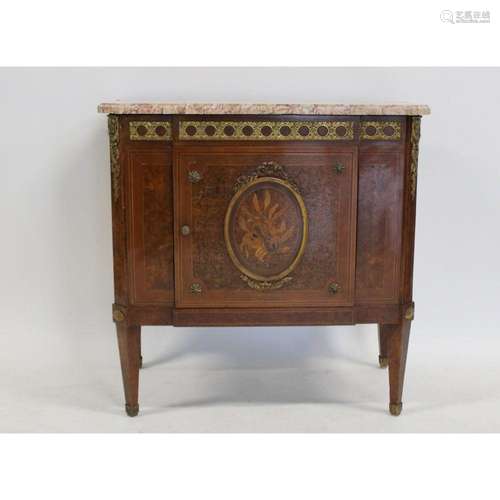 Antique Bronze Mounted Marbletop Cabinet.