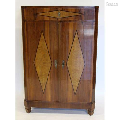 Antique Biedermeier 1 Drawer Over 2 Door Cabinet