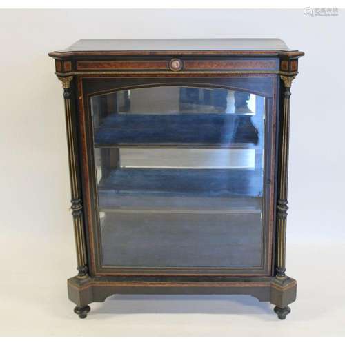 Antique Ebonized, Burl And Bronze Mounted Vitrine