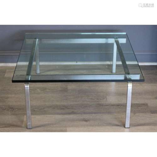 Midcentury Steel And Glass Top Coffee Table.