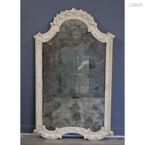 Antique Continental Baroque Style Carved Mirror.