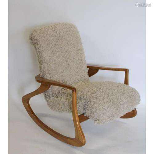 In The Style Of Vladimir Kagan Upholstered Rocker