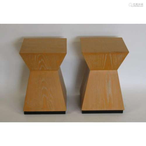 A Vintage Pair Of Cerused Oak Stands / Stools.