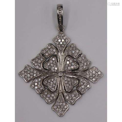 JEWELRY. Oversized Platinum and Diamond Pendant.