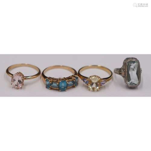 JEWELRY. Lady's Gold & Colored Gem Ring Grouping.