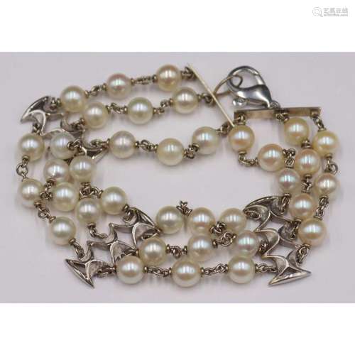 JEWELRY. 14kt Gold and Pearl Bracelet.