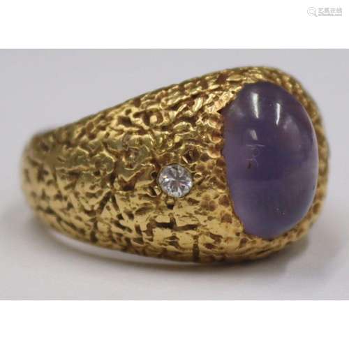 JEWELRY. 18kt Gold, Amethyst and Diamond Ring.